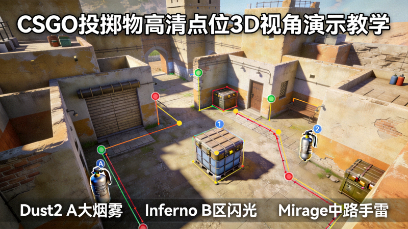 CSGO投掷物高清点位3D视角演示教学示意图